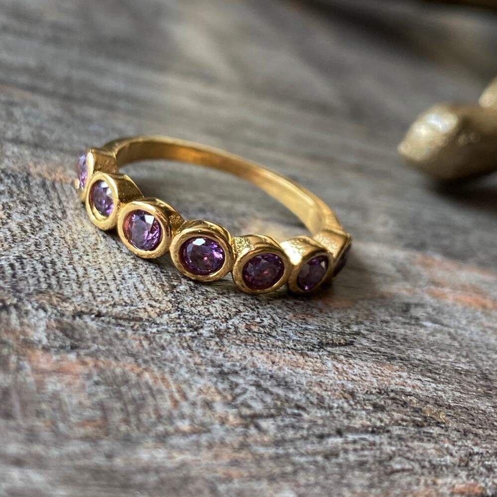 NEW Gold & Purple Zirconium Gemstone Statement Ring - Picture 6 of 16